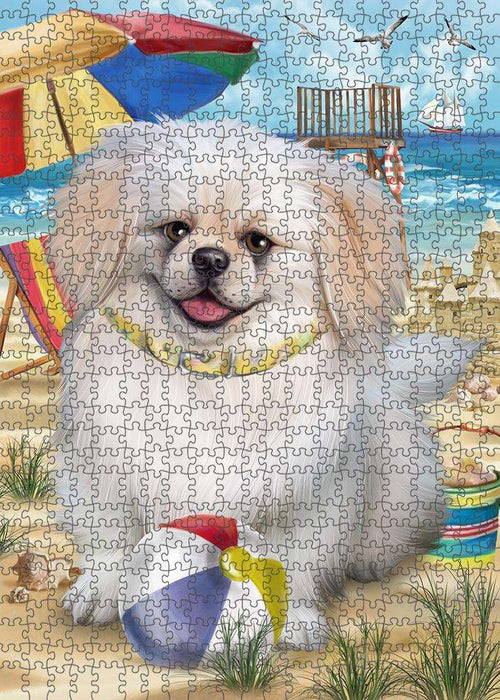 Pet Friendly Beach Pekingese Dog Puzzle with Photo Tin PUZL53901