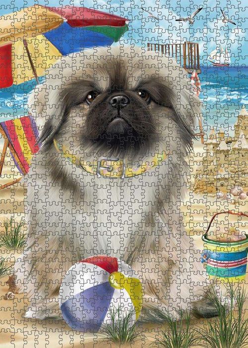Pet Friendly Beach Pekingese Dog Puzzle with Photo Tin PUZL53904