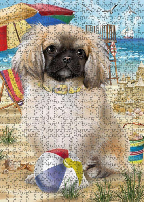 Pet Friendly Beach Pekingese Dog Puzzle with Photo Tin PUZL53907