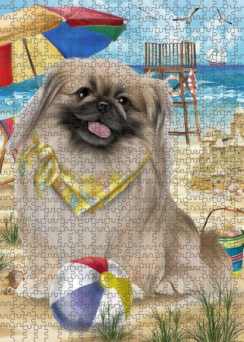 Pet Friendly Beach Pekingese Dog Puzzle with Photo Tin PUZL53913