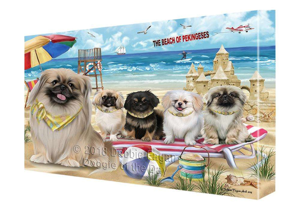 Pet Friendly Beach Pekingeses Dog Canvas Wall Art CVS66328