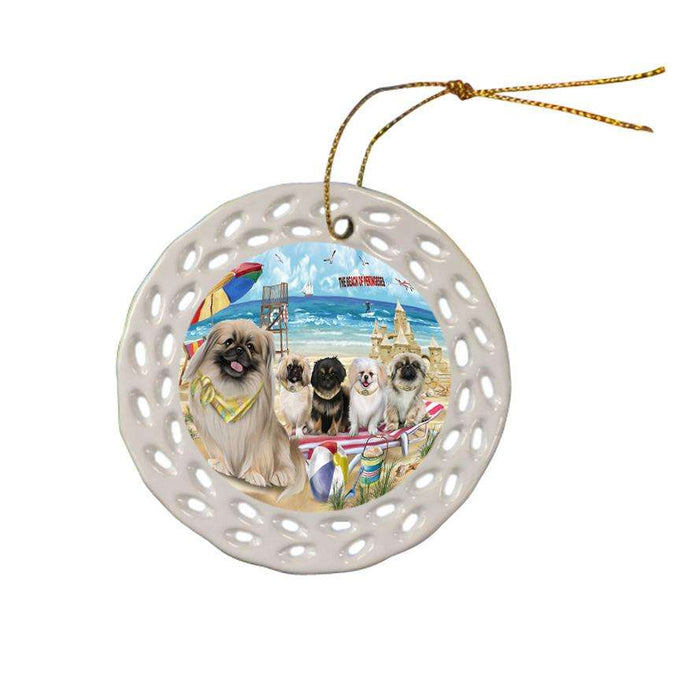 Pet Friendly Beach Pekingeses Dog Ceramic Doily Ornament DPOR50064