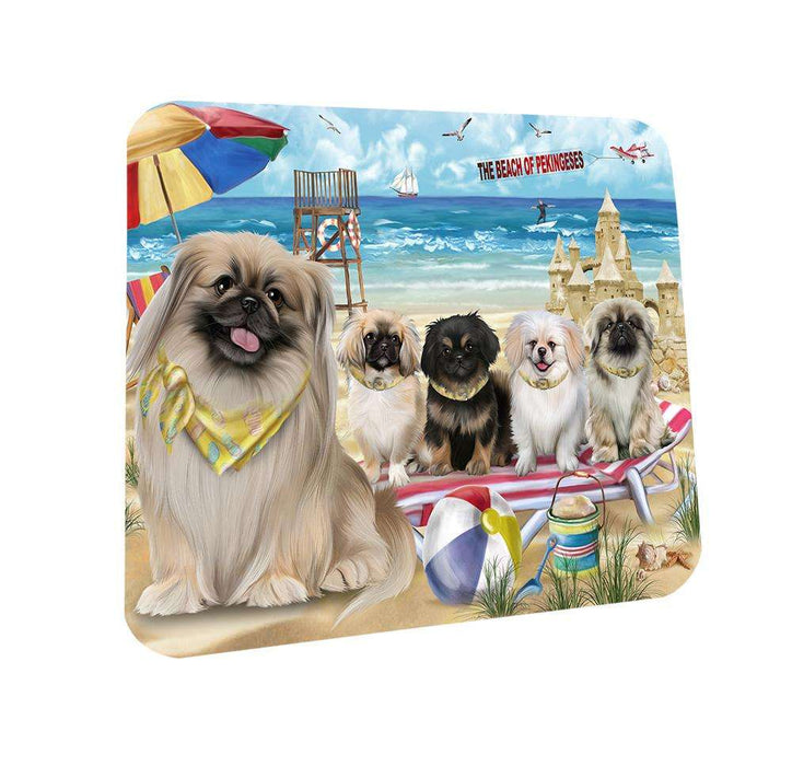 Pet Friendly Beach Pekingeses Dog Coasters Set of 4 CST50023 Coasters Set of 4 CST50023