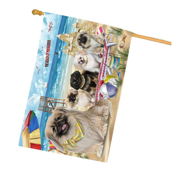 Pet Friendly Beach Pekingeses Dog House Flag FLG50029