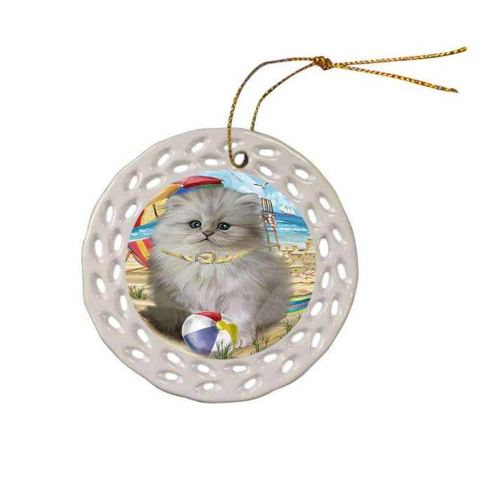 Pet Friendly Beach Persian Cat Ceramic Doily Ornament DPOR54174