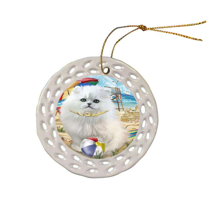 Pet Friendly Beach Persian Cat Ceramic Doily Ornament DPOR54175