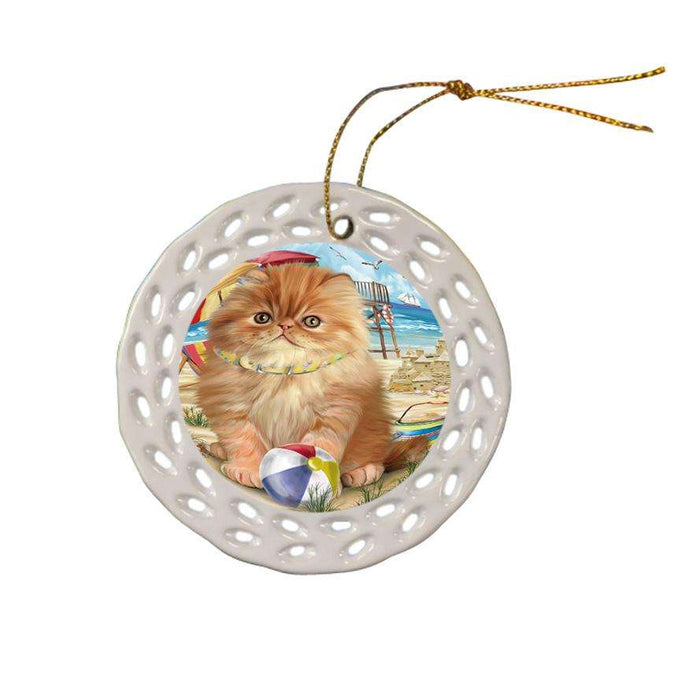 Pet Friendly Beach Persian Cat Ceramic Doily Ornament DPOR54176