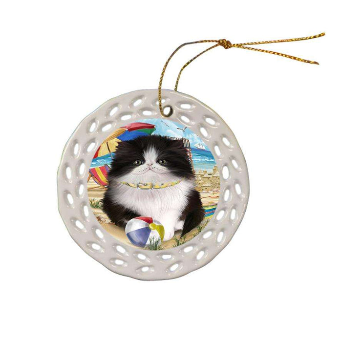 Pet Friendly Beach Persian Cat Ceramic Doily Ornament DPOR54177