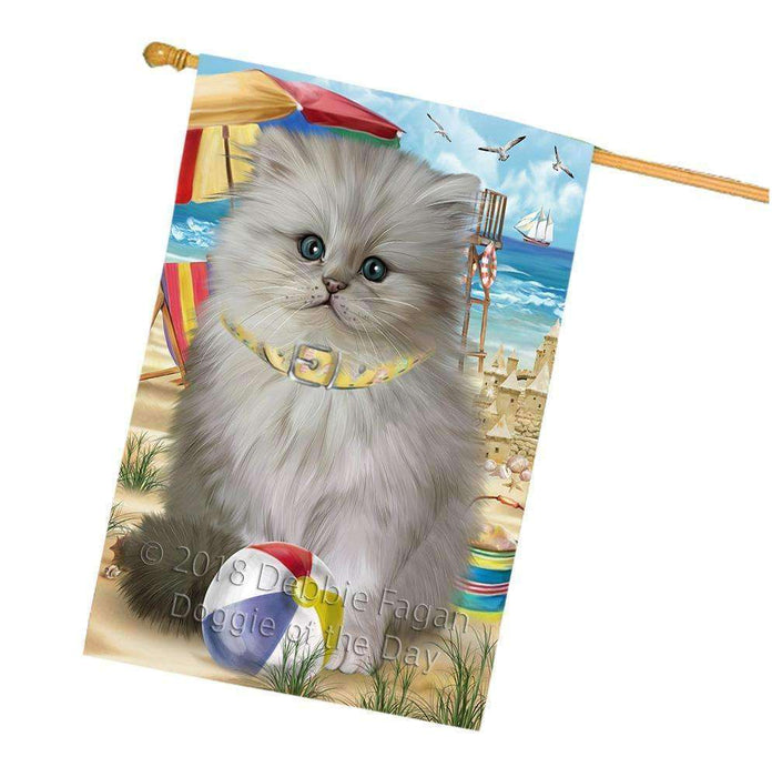 Pet Friendly Beach Persian Cat House Flag FLG54372