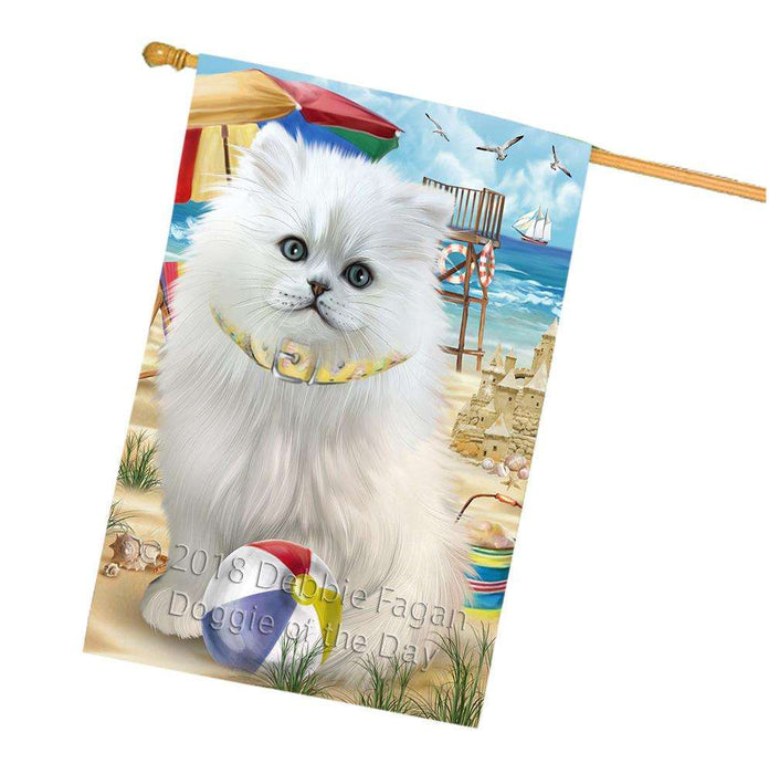 Pet Friendly Beach Persian Cat House Flag FLG54373