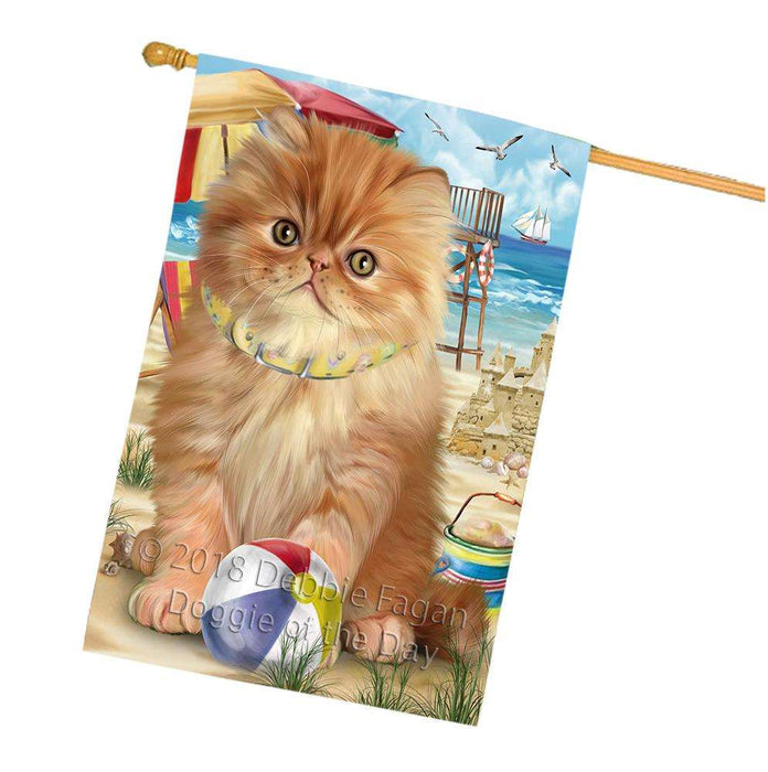 Pet Friendly Beach Persian Cat House Flag FLG54374