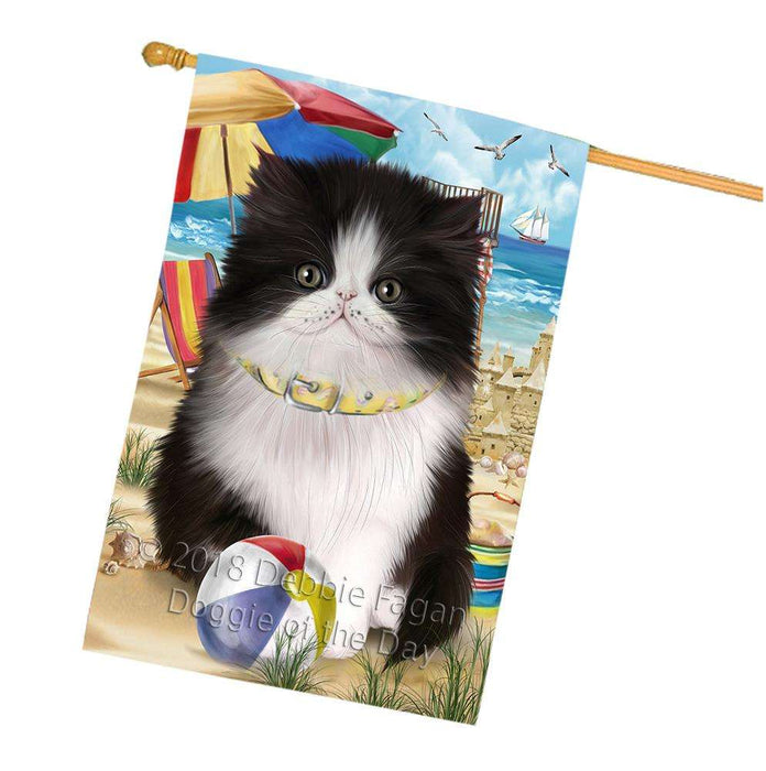 Pet Friendly Beach Persian Cat House Flag FLG54375