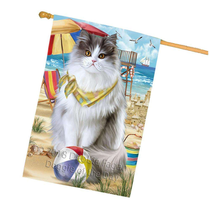 Pet Friendly Beach Persian Cat House Flag FLG54376