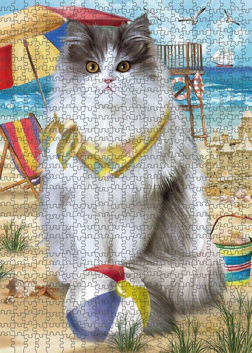 Pet Friendly Beach Persian Cat Puzzle with Photo Tin PUZL83868
