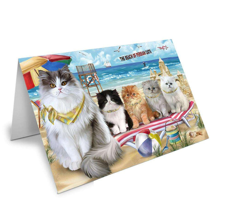 Pet Friendly Beach Persian Cats Handmade Artwork Assorted Pets Greeting Cards and Note Cards with Envelopes for All Occasions and Holiday Seasons GCD66548