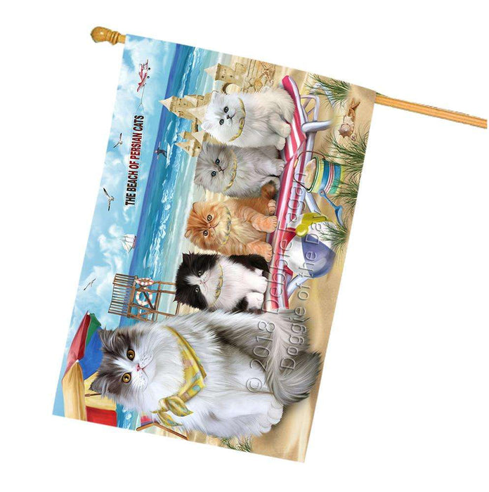 Pet Friendly Beach Persian Cats House Flag FLG54371