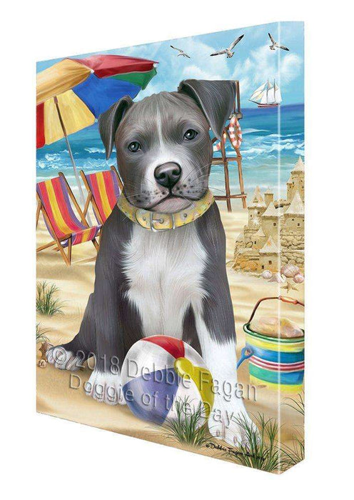Pet Friendly Beach Pit Bull Dog Canvas Wall Art CVS53013