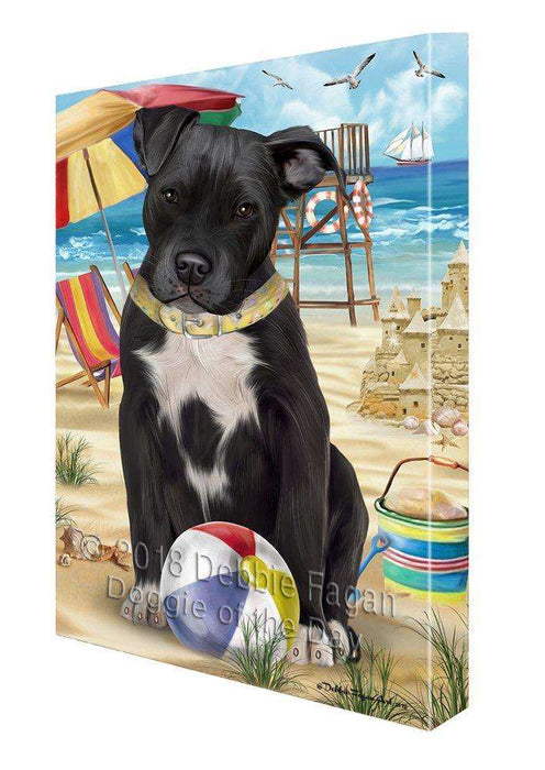 Pet Friendly Beach Pit Bull Dog Canvas Wall Art CVS53031