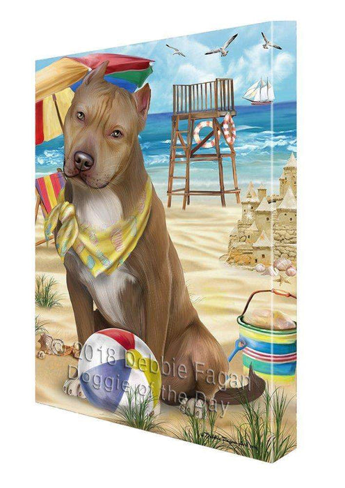 Pet Friendly Beach Pit Bull Dog Canvas Wall Art CVS53049