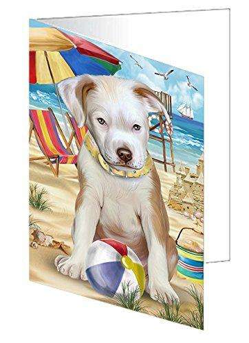Pet Friendly Beach Pit Bull Dog Handmade Artwork Assorted Pets Greeting Cards and Note Cards with Envelopes for All Occasions and Holiday Seasons GCD50018
