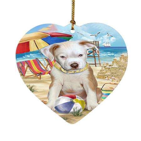 Pet Friendly Beach Pit Bull Dog Heart Christmas Ornament HPOR48663