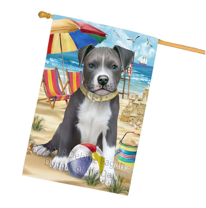 Pet Friendly Beach Pit Bull Dog House Flag FLG48625