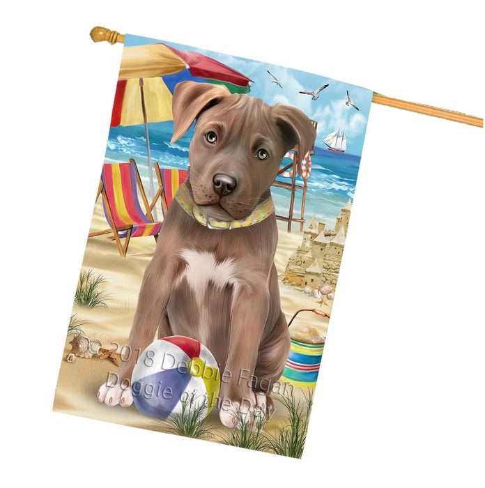 Pet Friendly Beach Pit Bull Dog House Flag FLG48626