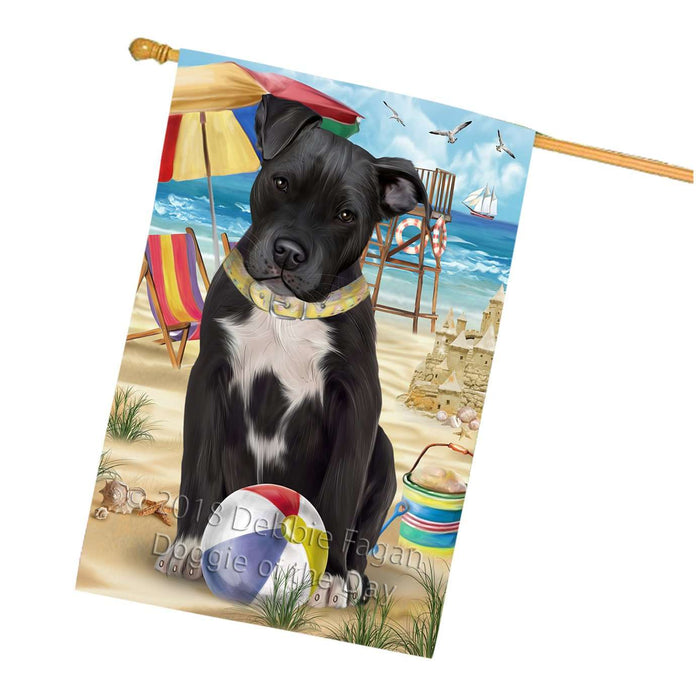 Pet Friendly Beach Pit Bull Dog House Flag FLG48627