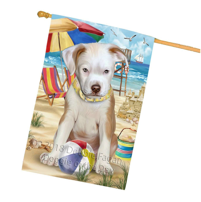 Pet Friendly Beach Pit Bull Dog House Flag FLG48628