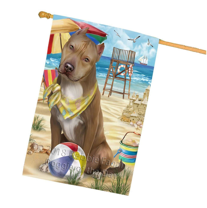 Pet Friendly Beach Pit Bull Dog House Flag FLG48629