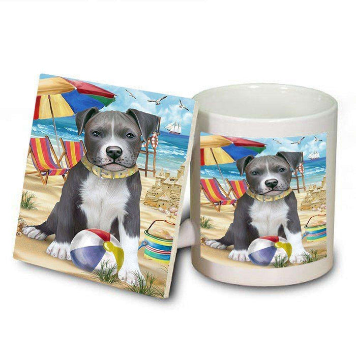 Pet Friendly Beach Pit Bull Dog Mug and Coaster Set MUC48652