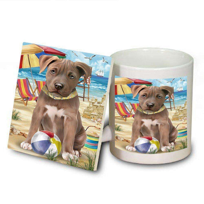 Pet Friendly Beach Pit Bull Dog Mug and Coaster Set MUC48653