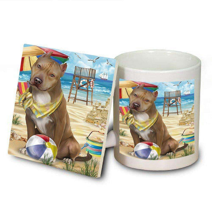 Pet Friendly Beach Pit Bull Dog Mug and Coaster Set MUC48656