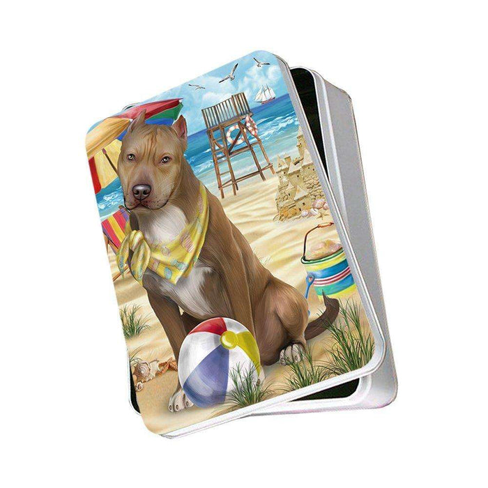 Pet Friendly Beach Pit Bull Dog Photo Storage Tin PITN48664