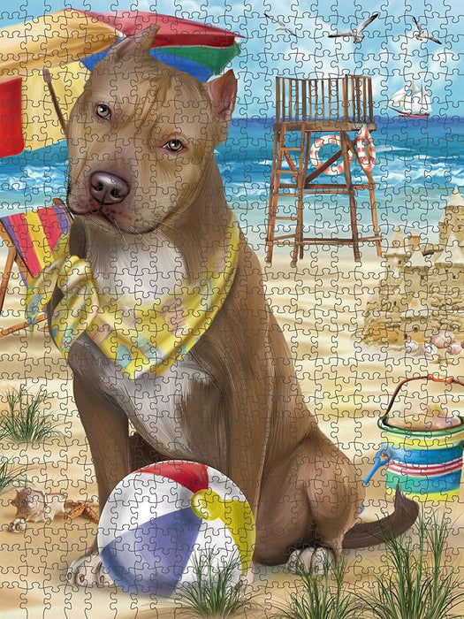 Pet Friendly Beach Pit Bull Dog Puzzle with Photo Tin PUZL49698