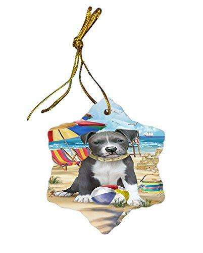 Pet Friendly Beach Pit Bull Dog Star Porcelain Ornament SPOR48652