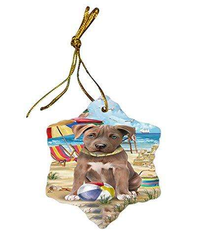 Pet Friendly Beach Pit Bull Dog Star Porcelain Ornament SPOR48653