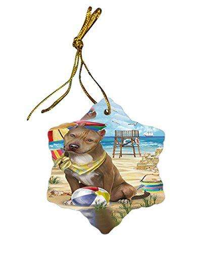 Pet Friendly Beach Pit Bull Dog Star Porcelain Ornament SPOR48656