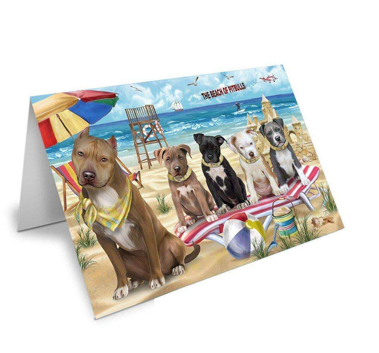 Pet Friendly Beach Pit Bulls Dog Handmade Artwork Assorted Pets Greeting Cards and Note Cards with Envelopes for All Occasions and Holiday Seasons GCD50006