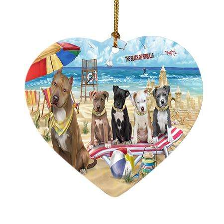 Pet Friendly Beach Pit Bulls Dog Heart Christmas Ornament HPOR48659
