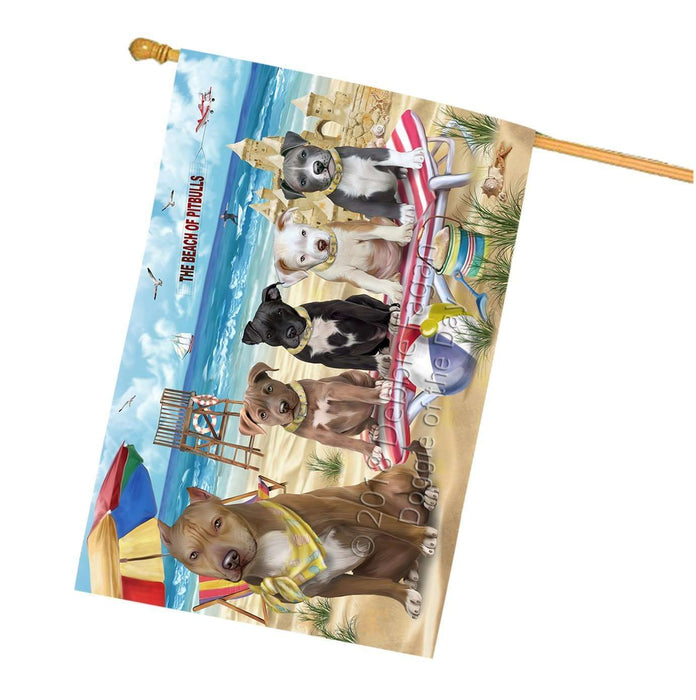 Pet Friendly Beach Pit Bulls Dog House Flag FLG48624