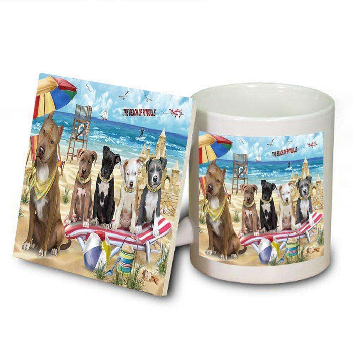 Pet Friendly Beach Pit Bulls Dog Mug and Coaster Set MUC48651