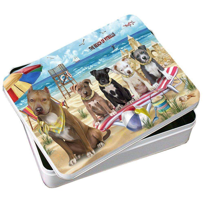 Pet Friendly Beach Pit Bulls Dog Photo Storage Tin PITN48659