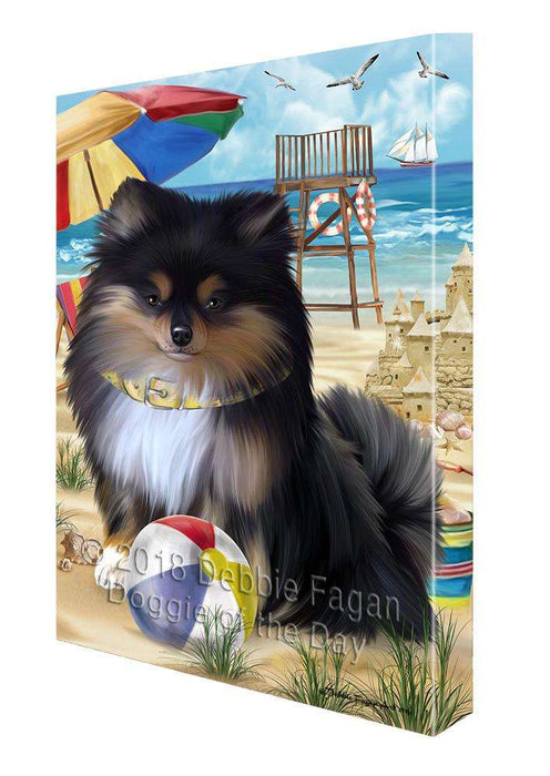 Pet Friendly Beach Pomeranian Dog Canvas Wall Art CVS66391