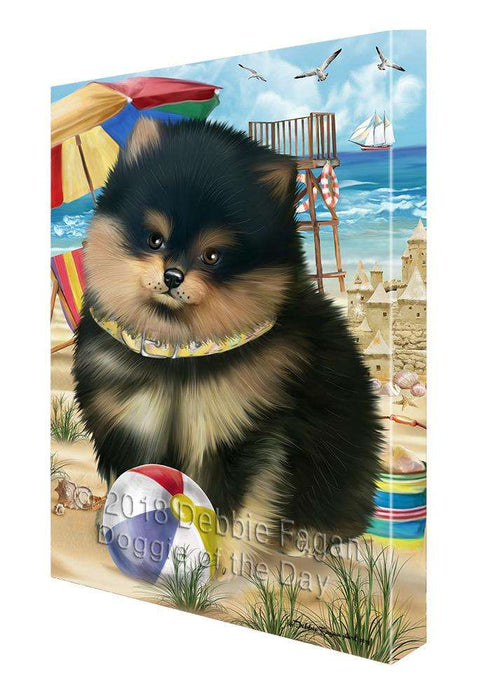 Pet Friendly Beach Pomeranian Dog Canvas Wall Art CVS66400