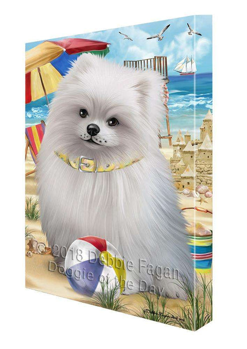 Pet Friendly Beach Pomeranian Dog Canvas Wall Art CVS66409