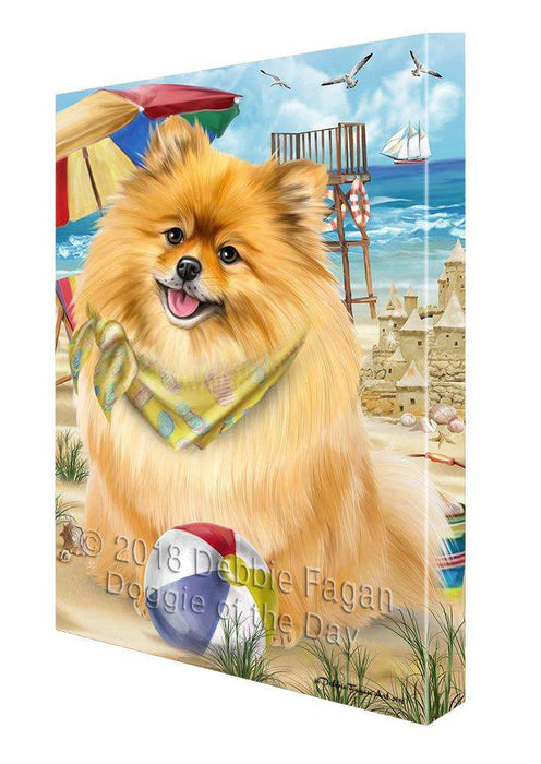 Pet Friendly Beach Pomeranian Dog Canvas Wall Art CVS66427