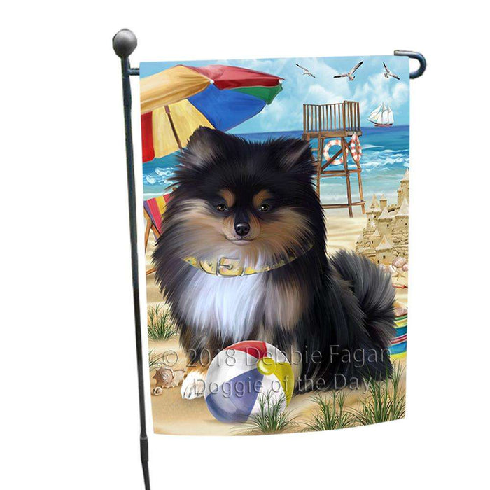 Pet Friendly Beach Pomeranian Dog Garden Flag GFLG49900