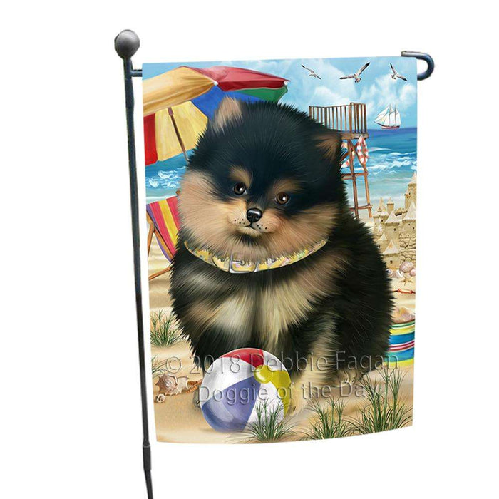 Pet Friendly Beach Pomeranian Dog Garden Flag GFLG49901