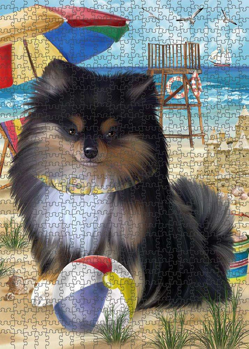 Pet Friendly Beach Pomeranian Dog Puzzle with Photo Tin PUZL53919